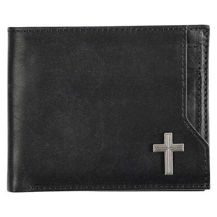 WT152 Wallet-Genuine Leather-Cross Badge-Black