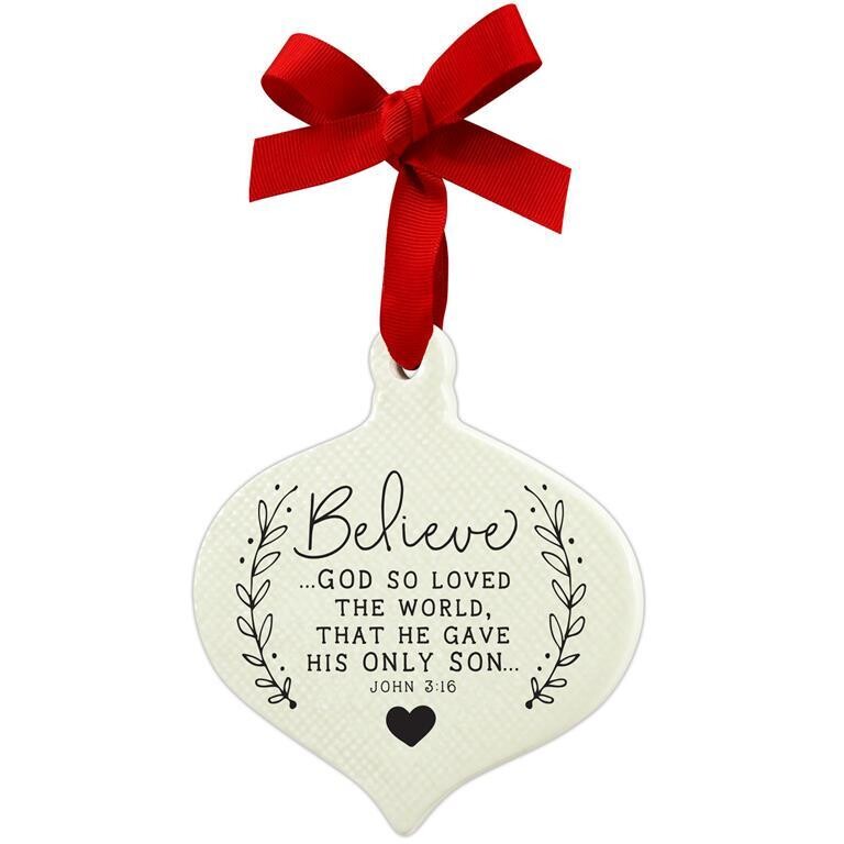 82358 ORNAMENT DOODLE BELIEVE RIBBON HANG