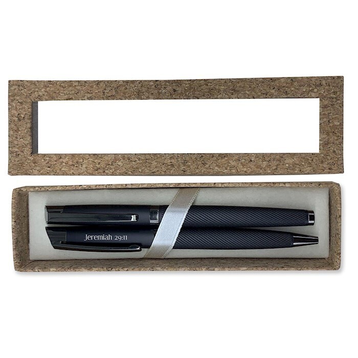 GRJ22BP Pen Set-Matte Black Gel/Blue Ballpoint (Jeremiah 29:11) (Set Of 2)