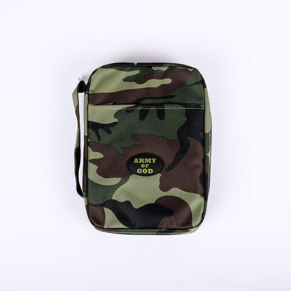 53675-BIBLE COVER CANVAS ARMY OF GOD GREEN CAMO L