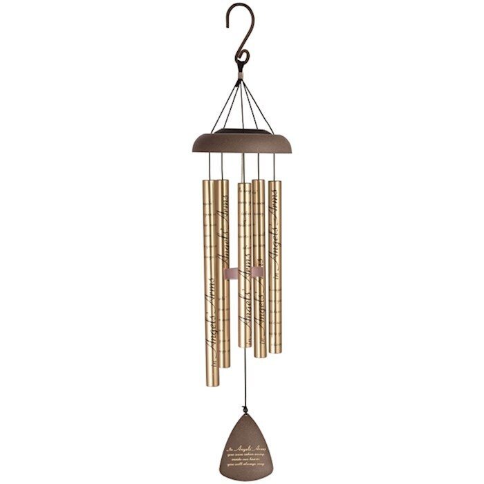 Wind Chime-Solar Sonnet-Angels&#39; Arms w/Heart-Bronze (30&quot;)
