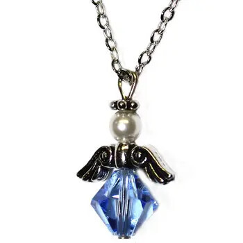 HC-2280 Crystal Angel Pendant on 18&quot; Silver Colored Chain