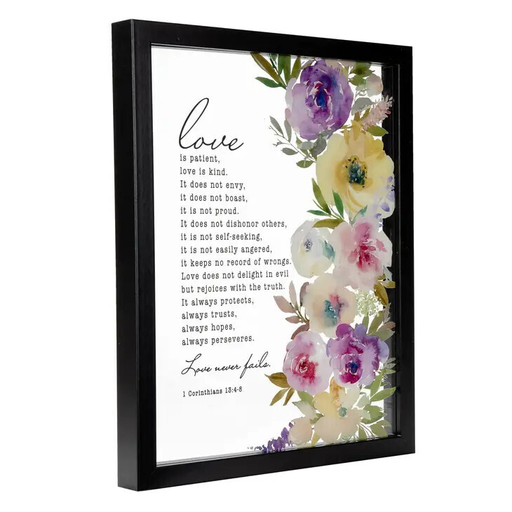 EFRMWDBLK-1114-18S - Framed Wall Art 1Cor.13:4-8 Love Is