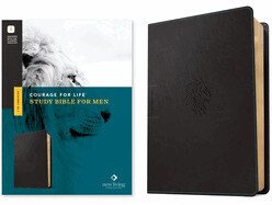 NLT Courage For Life Study Bible For Men Filament-Enabled-Onyx Lion LeatherLike