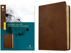NLT Courage For Life Study Bible For Men Filament-Enabled-Rustic Brown Lion LeatherLike