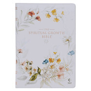 NLT. The Spiritual Growth Bible Faux Leather, Cream Floral Printed