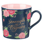 MUG991-Strength and Dignity Pink Roses Ceramic Coffee Mug - Proverbs 31:25