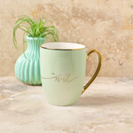 MUG986-Be Still Soft Green and Gold Ceramic Coffee Mug