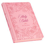 KJV211-Sunrise Pink Faux Leather Large Print Thinline King James Version Bible with Zippered Closure and Thumb Index