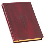 KJV208-Burgundy Cross Faux Leather Large Print Thinline King James Version Bible with Thumb Index