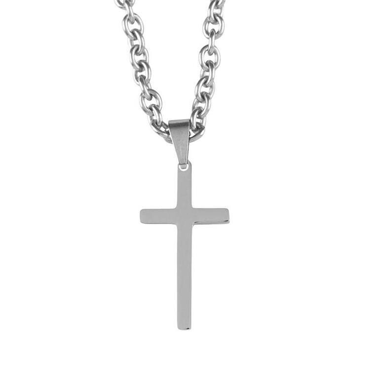 31-1207-Men's Stainless Steel 11/8 ' Box Cross on 24" chain  31-1207