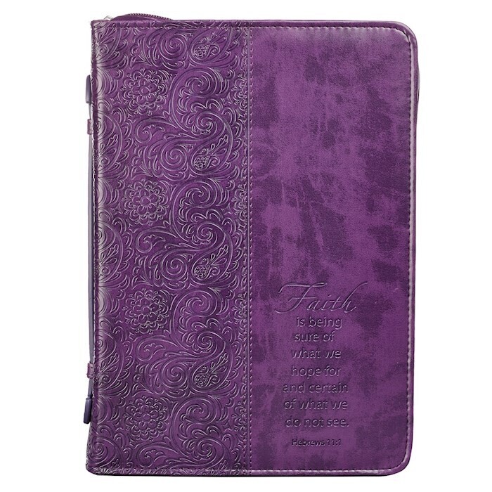 BBM351-Bible Cover-Trendy Luxleather-Faith-MED-Purple