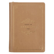 JL653-Grateful Butterscotch Faux Leather Classic Journal with Zipper Closure