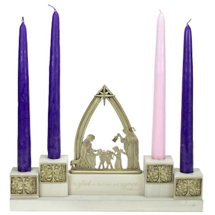 AD147 White Nativity Advent w/ Candle Boxed Set