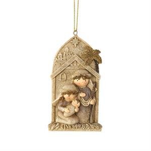 CHOR-703 HOLY FAMILY IN CRECHE ORNAMENT 4&quot;H
