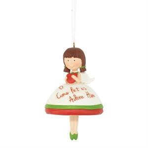 CHO-8060 CHRISTMAS ANGEL ORNAMENT O COME LET US ADORE HIM