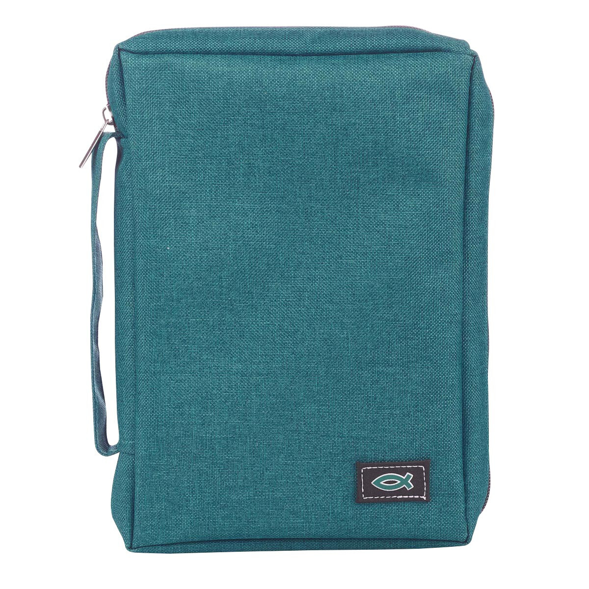 BBC617 Teal Poly-Canvas Value Bible Cover with Fish Badge
