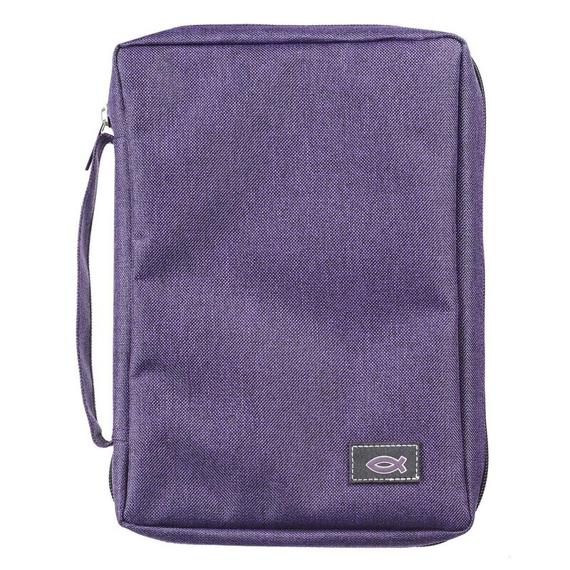 BBC619 Large Canvas Fish Purple Bible Cover