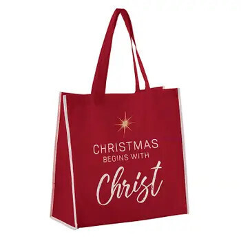 D2180-Tote Bag-Christmas Begins With Christ (13&quot;&quot; Square/6&quot;&quot; Gusset)-Nylon