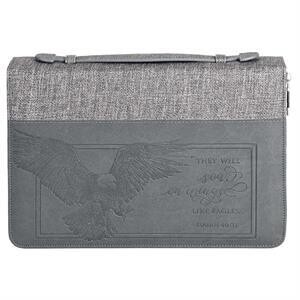 28281L Bible Cover-They Will Soar On Wings Of Eagles-Grey-LRG