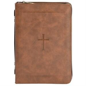 28274XL Bible Cover-Classic Cross-Brown-XLG