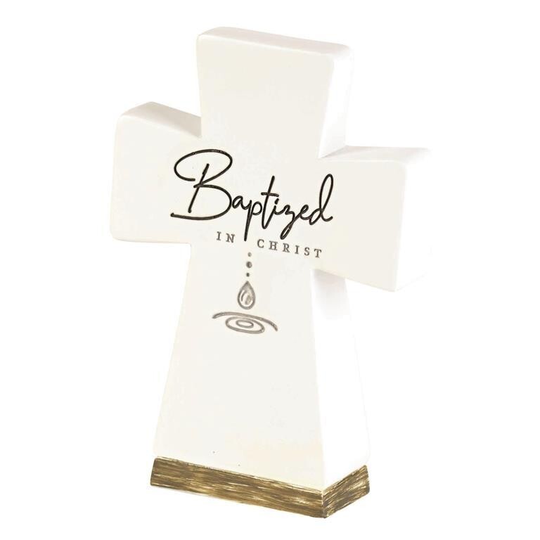 TTCR-836  Tabletop Cross Baptized In Christ Resin