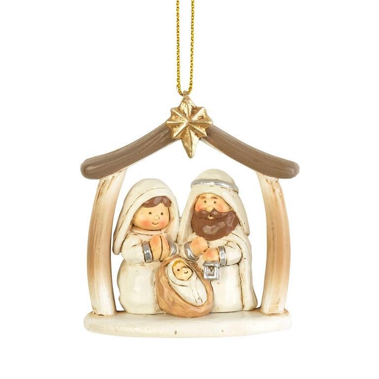CHOR-720-HOLY FAMILY IN CRECHE ORNAMENT 2.5&quot;