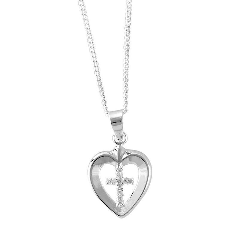 73-5803P NK-SP HEART/CZ CRS-18&quot; CH DBOX