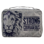 BBL744 Bible Cover-Value-Strong &amp; Courageous Joshua 1:9-Gray-LRG