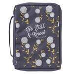 BBL661 Be Still and Know Navy Poly-canvas Bible Cover - Psalm 46:10