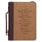 BBXL808 Plans Burgundy and Tan Faux Leather Classic Bible Cover - Jeremiah 29:11