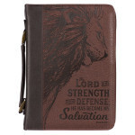 BBXL703 Bible Cover Brown Lord is My Strength Exodus 15:2