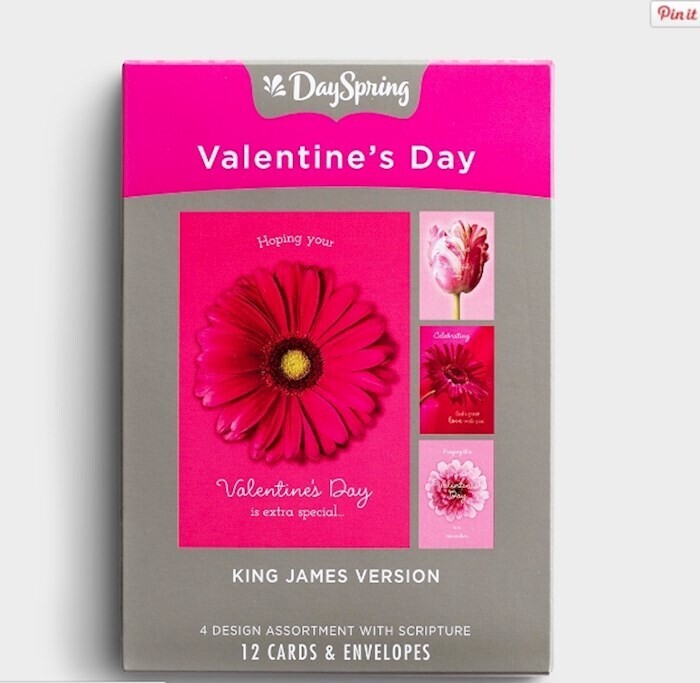 Card-Boxed-Valentine-Pink Flowers Assortment (Adult) (Box Of 12)