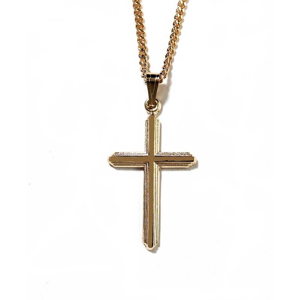 Gold Plated Cross Necklace 18" Chain