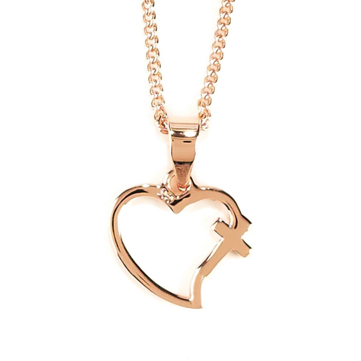 73-2760P Rose Gold Plated OPEN HRT/CRS-18&quot;CH