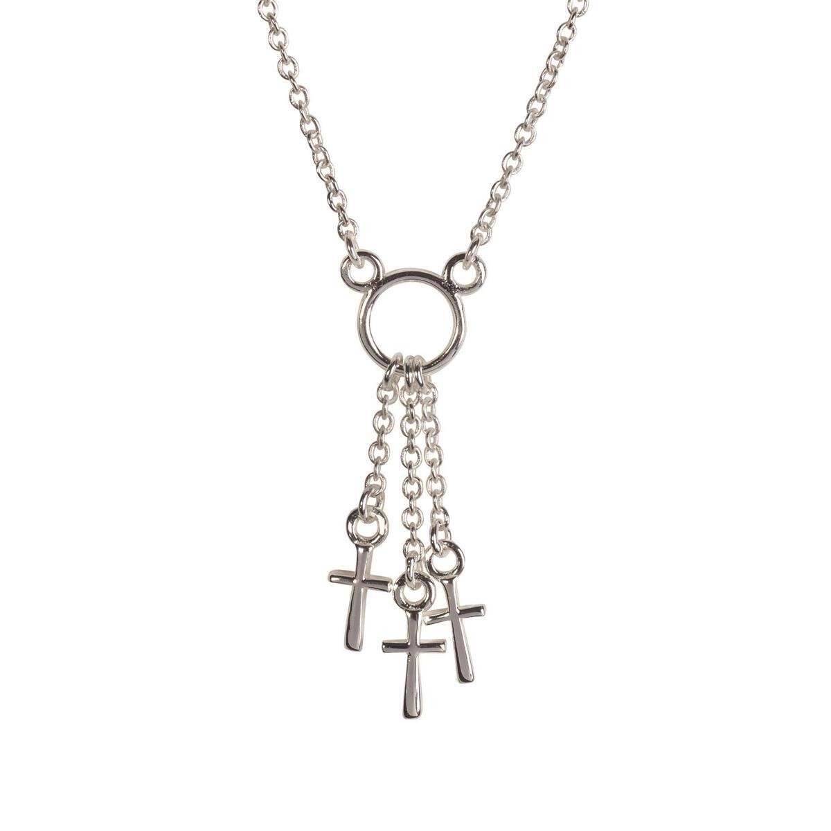 73-4688P TRIPLE CROSSES SILVER PLATE 18&quot; CHAIN