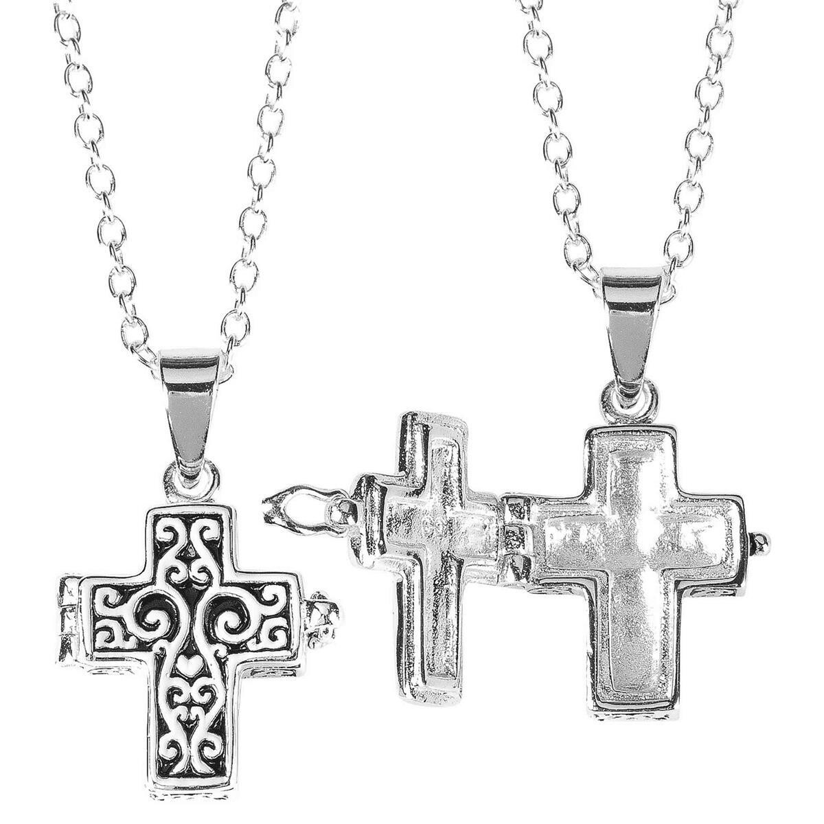 73-5811P NECKLACE CROSS PRAYER BOX SILVERPLATED