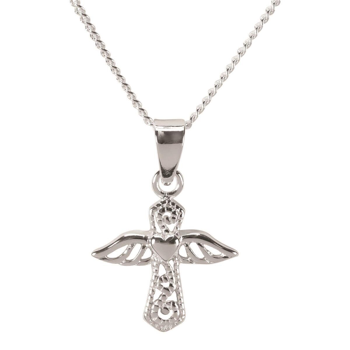 73-4690P ANGEL/HEART SILVER PLATE 18&quot; CHAIN