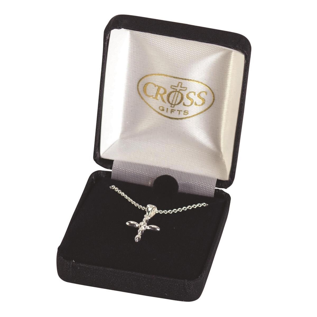 73-4830P NECKLACE PETAL CROSS WITH CRYSTAL