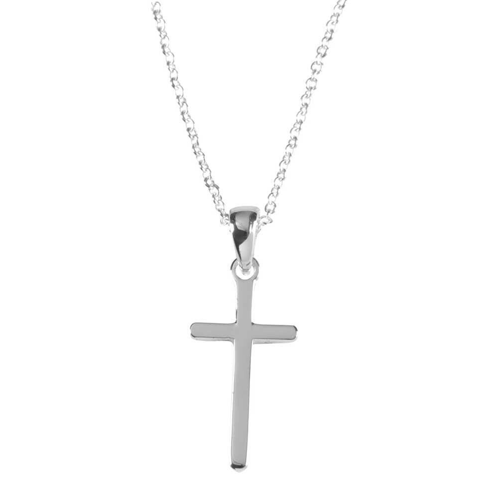 73-4682P Silver Plated Box Cross On 18 Inch Chain