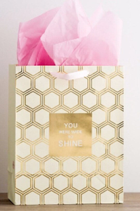 Spec Lg CP Gold Hexies Shine Gift Bag