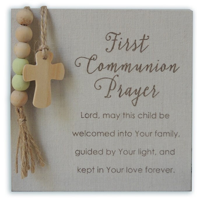 WP563-Prayer Plaque W/ Beads- First Communion