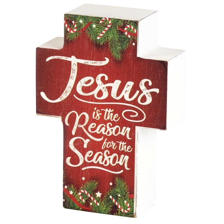 CHTPLKC34-9-JESUS IS THE REASON TABLETOP CROSS