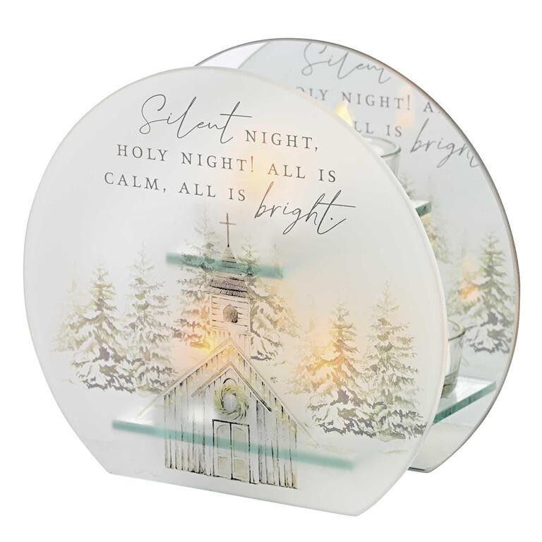 CHDMCHR-1-Tealight Holder Church Silent Night