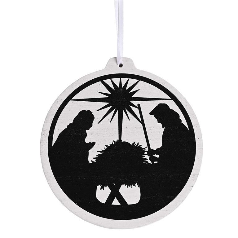 CHOW-1043-Ornament Wooden Holy Family Silhouette