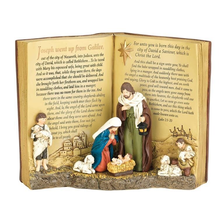 CHFIGR-912-HOLY FAMILY BOOK FIGURINE RSN 6&quot;HIGH