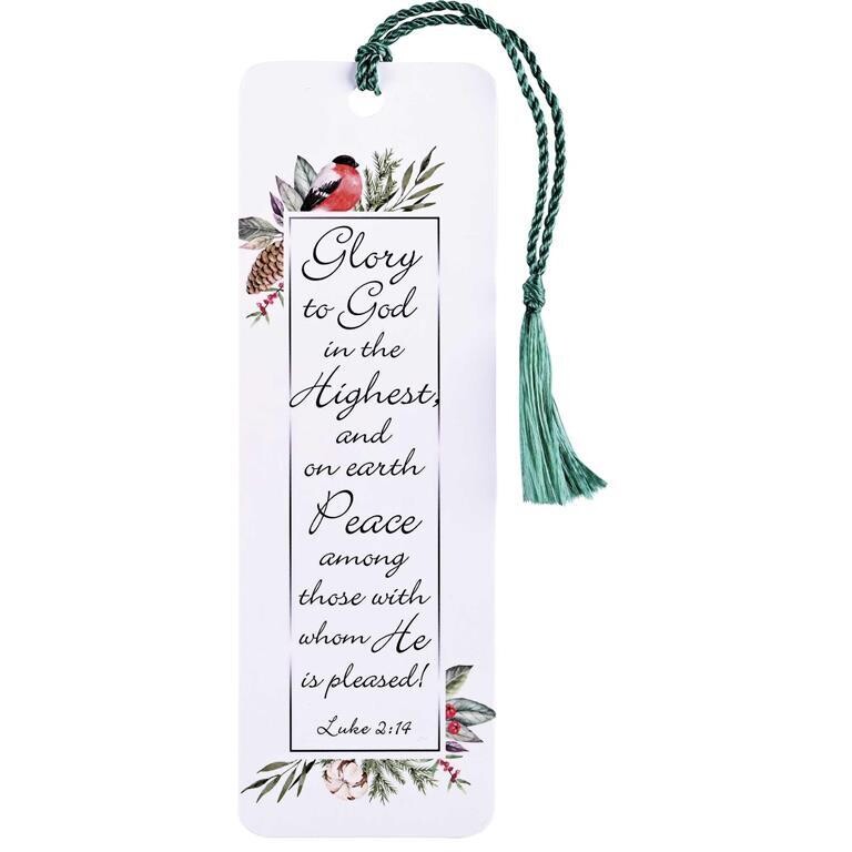 CHBKMTL-1040-Tassel Bookmark Glory To God Luke 2:14