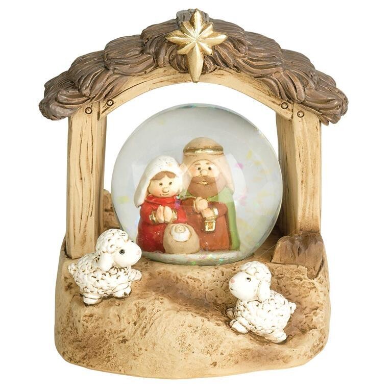 CHCMGR-105-HOLY FAMILY WATER GLOBE IN CRECHE 3.75&quot;H