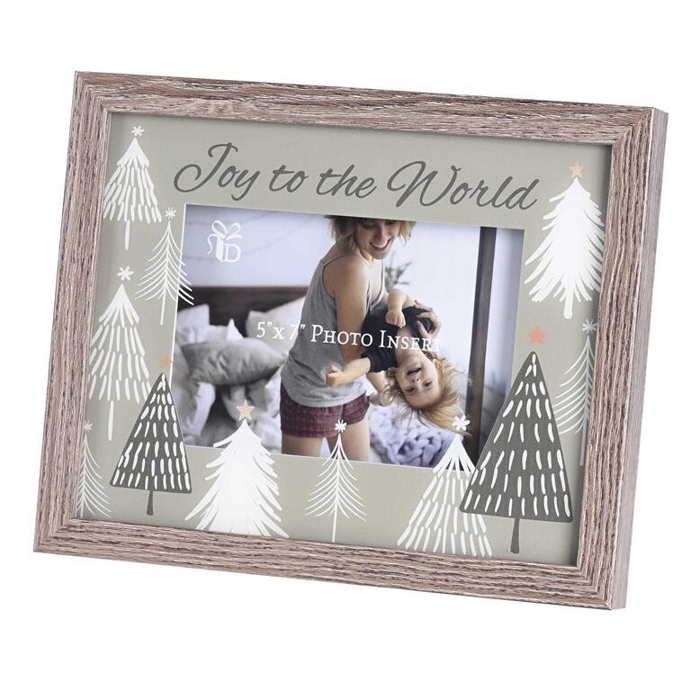 CHFRMWDWG-108-3-Photo Frame 5x7 Joy To World Pine Trees