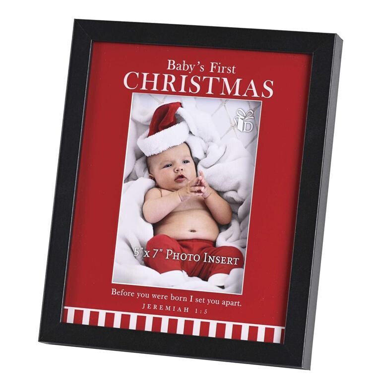 CHFRMWDBL-810-7-Photo Frame 5x7 Babys First Christmas